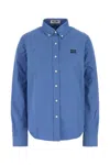 Miu Miu Button-detailed Cotton-poplin Shirt In Blue