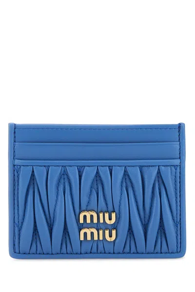 Miu Miu Women Cerulean Leather Card Holder