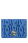 Miu Miu Cerulean Nappa Leather Card Holder In Blue