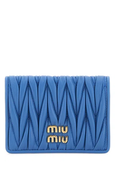 MIU MIU MIU MIU WOMEN CERULEAN NAPPA LEATHER CARD HOLDER