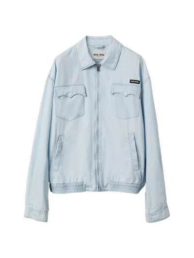 Miu Miu Women's Chambray Blouson Jacket In Blue