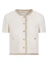 Miu Miu Check-pattern Tweed Jacket In Nude & Neutrals