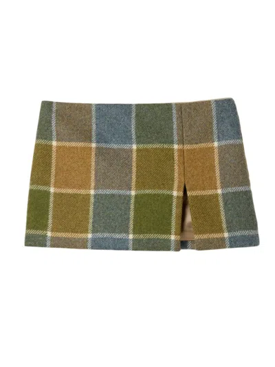 Miu Miu Women's Checked Mini Skirt In Brown