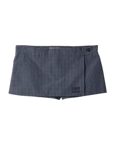 MIU MIU WOMEN'S CHECKED TECHNICAL FABRIC MINI SKORT