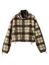 Miu Miu Checked Teddy Jacket With Zipper In Multi
