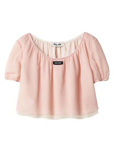 MIU MIU WOMEN'S CHIFFON TOP