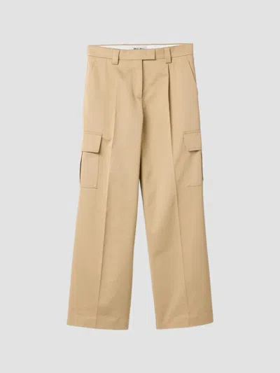 Miu Miu Casual Pants With Belt Loops In Neutral