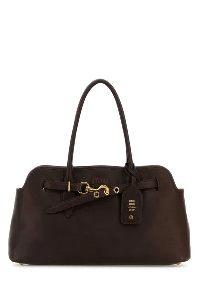 Miu Miu Women Chocolate Leather Aventure Shoulder Bag In Brown