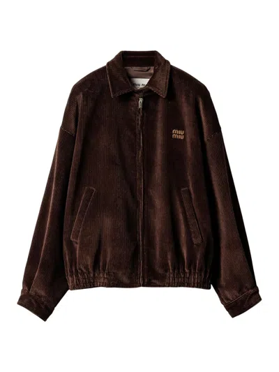 Miu Miu Chocolate Corduroy Jacket In Brown