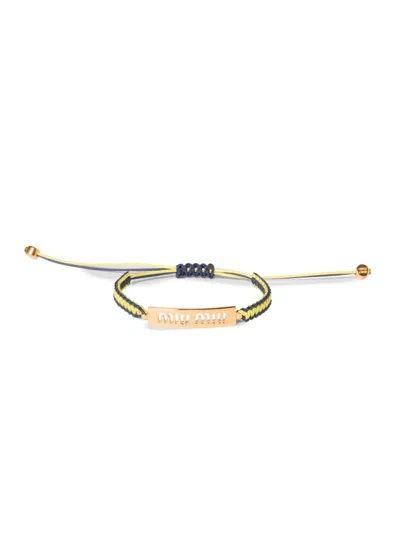 Miu Miu Women's Cotton And Metal Bracelet In Yellow