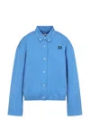 Miu Miu Button-down Collar Cotton Jacket With Elastic Hem