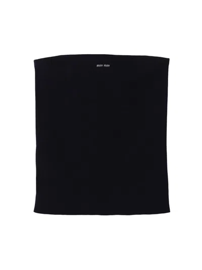 Miu Miu Strapless Knit Tube Top In Black