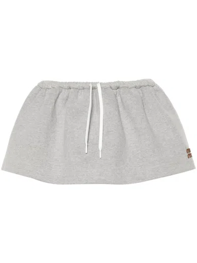 Miu Miu Women Cotton Mini Sweat Skirt In Multicolor