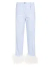 Miu Miu Light Blue Cotton Pants In Blue