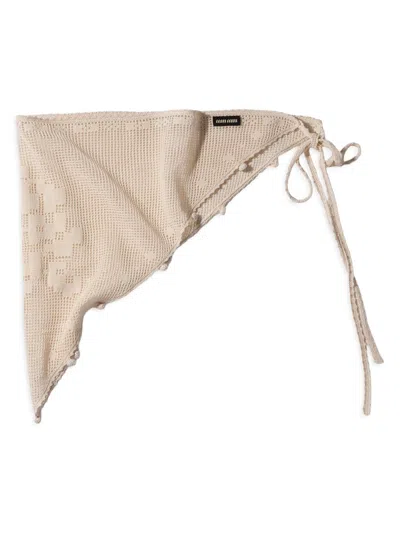 Miu Miu Logo-label Crochet-knit Floral-lace Pareo In Gray