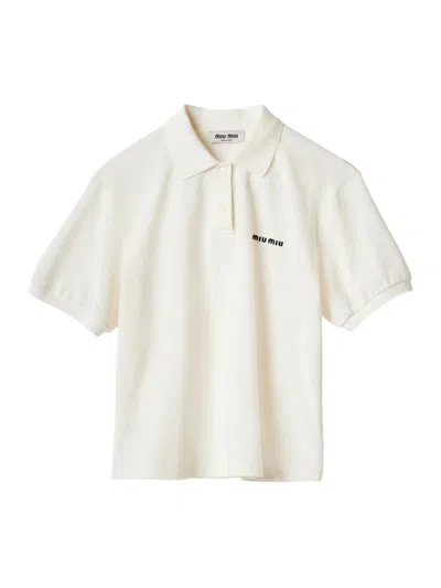 Miu Miu Women's Cotton Piqué Polo Shirt In White