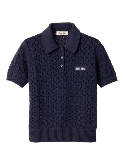 Miu Miu Women's Cotton Polo Shirt In Blue