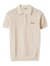 Miu Miu Mc Natural Lace Knit Polo In Neutral