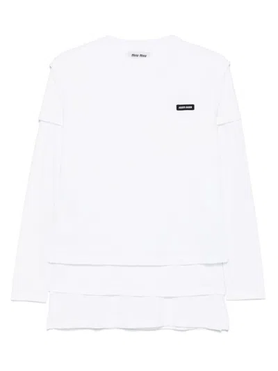 Miu Miu Women Set Of Three Logo Motif T-shirts In White