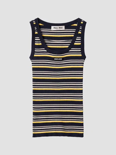 Miu Miu Women's Cotton Tank Top In Multi