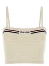Miu Miu Cropped Textured Knit Top With Contrasting Stripes