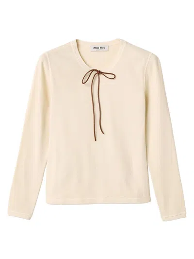 Miu Miu Long-sleeved T-shirt In Neutral