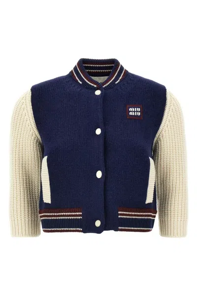 Miu Miu Women 'cropped' Cardigan In Blue