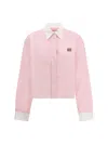 Miu Miu Cotton Shirt With White Collar And Cuffs In Pink
