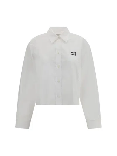 Miu Miu Women Cropped Shirt In White