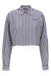 Miu Miu Cropped Striped Shirt Shirt And Blouse Multicolor In Multicolor