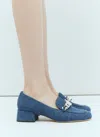 Miu Miu Crystal Embellished Denim Pumps In Blue