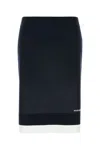 Miu Miu Short White Navy Knit Skirt In Black