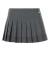 Miu Miu Women Dark Grey Silk Blend Mini Skirt In Black