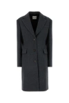 Miu Miu Wool Coat With Back Vent And Flap Pockets In Gray