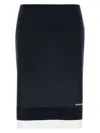 Miu Miu Women Dark Blue Stretch Silk Blend Skirt