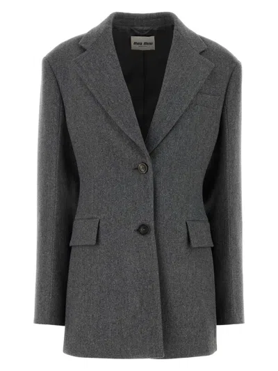 Miu Miu Women's Dark Wool Blazer