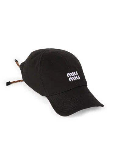 Miu Miu Women's Denim Baseball Cap In Black