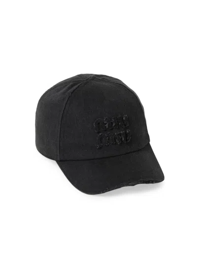 Miu Miu Women's Denim Baseball Cap In Black
