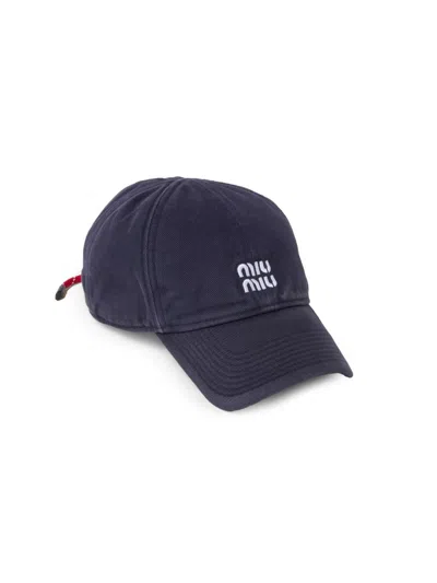 Miu Miu Women's Denim Baseball Cap In Blue