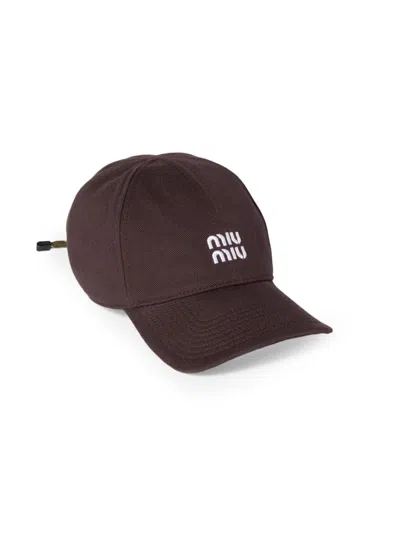 Miu Miu Women's Denim Baseball Cap In Brown