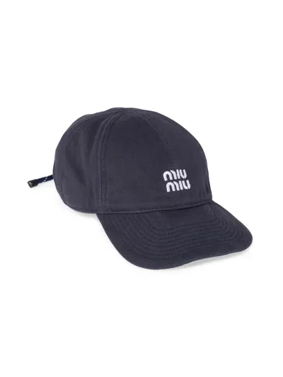 Miu Miu Women's Denim Baseball Cap In Navy