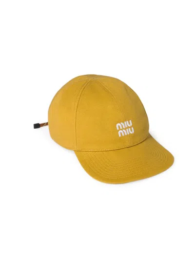 Miu Miu Women's Denim Baseball Cap In Yellow