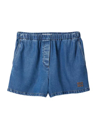MIU MIU WOMEN'S DENIM BERMUDAS