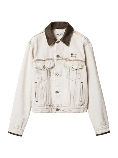 MIU MIU WOMEN'S DENIM BLOUSON JACKET