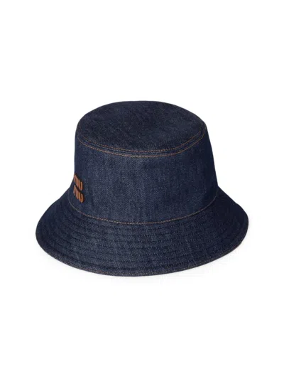 Miu Miu Women's Denim Bucket Hat In Blue