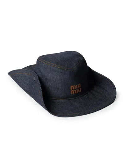 Miu Miu Women's Denim Cowboy Hat In Blue
