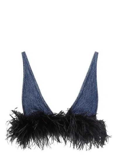 MIU MIU WOMEN'S DENIM CROP TOP
