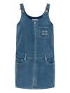 Miu Miu Women Denim Dungarees Mini Dress In Blue