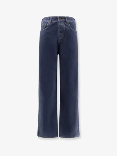 Miu Miu Women Denim Flock Jeans In Blue