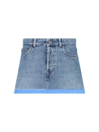 Miu Miu Women Denim Mini Skirt In Blue